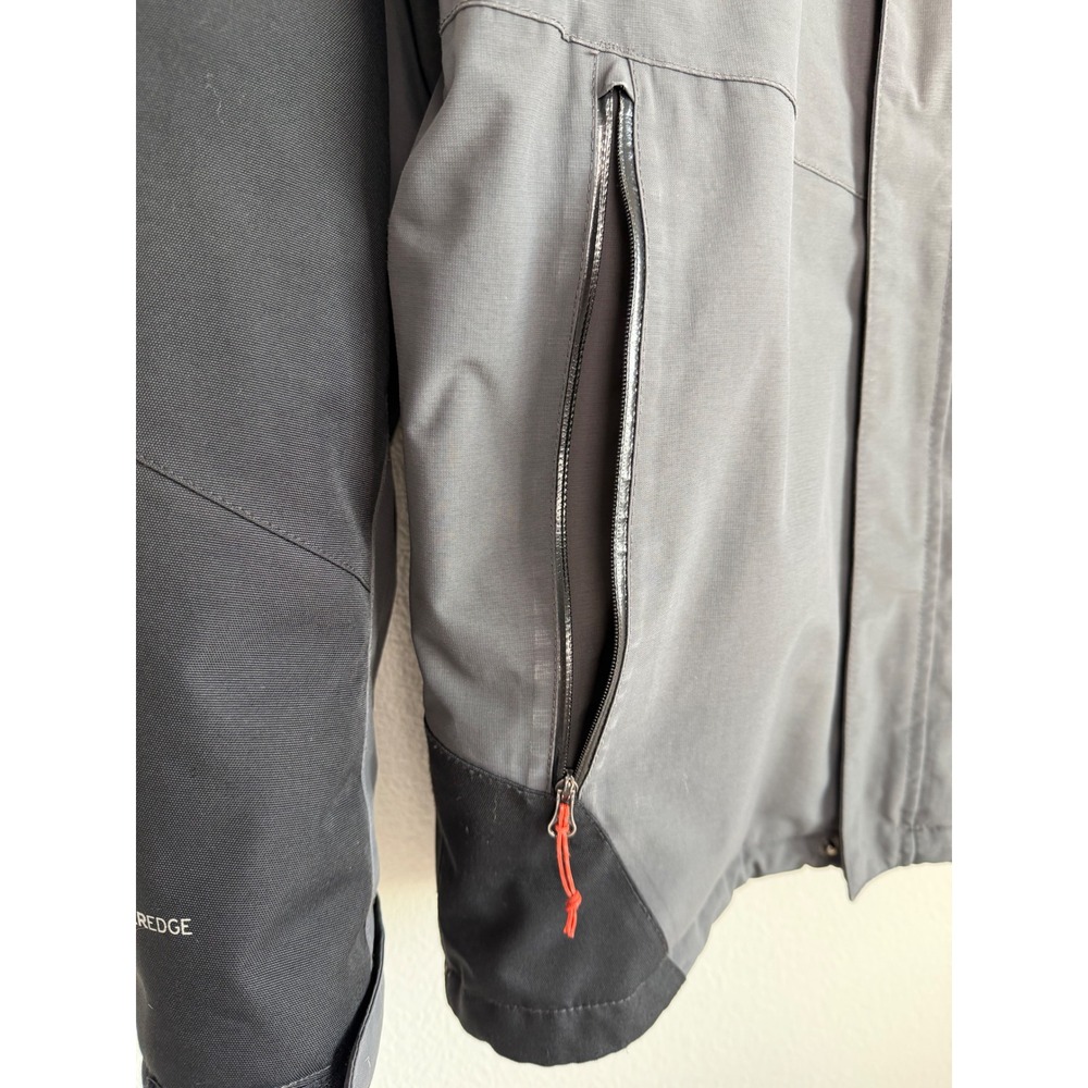Eddie Bauer Mens Nylon WeatherEdge Plus Ski Jacket S Grey Hooded Powder Skirt - Picture 5 of 12